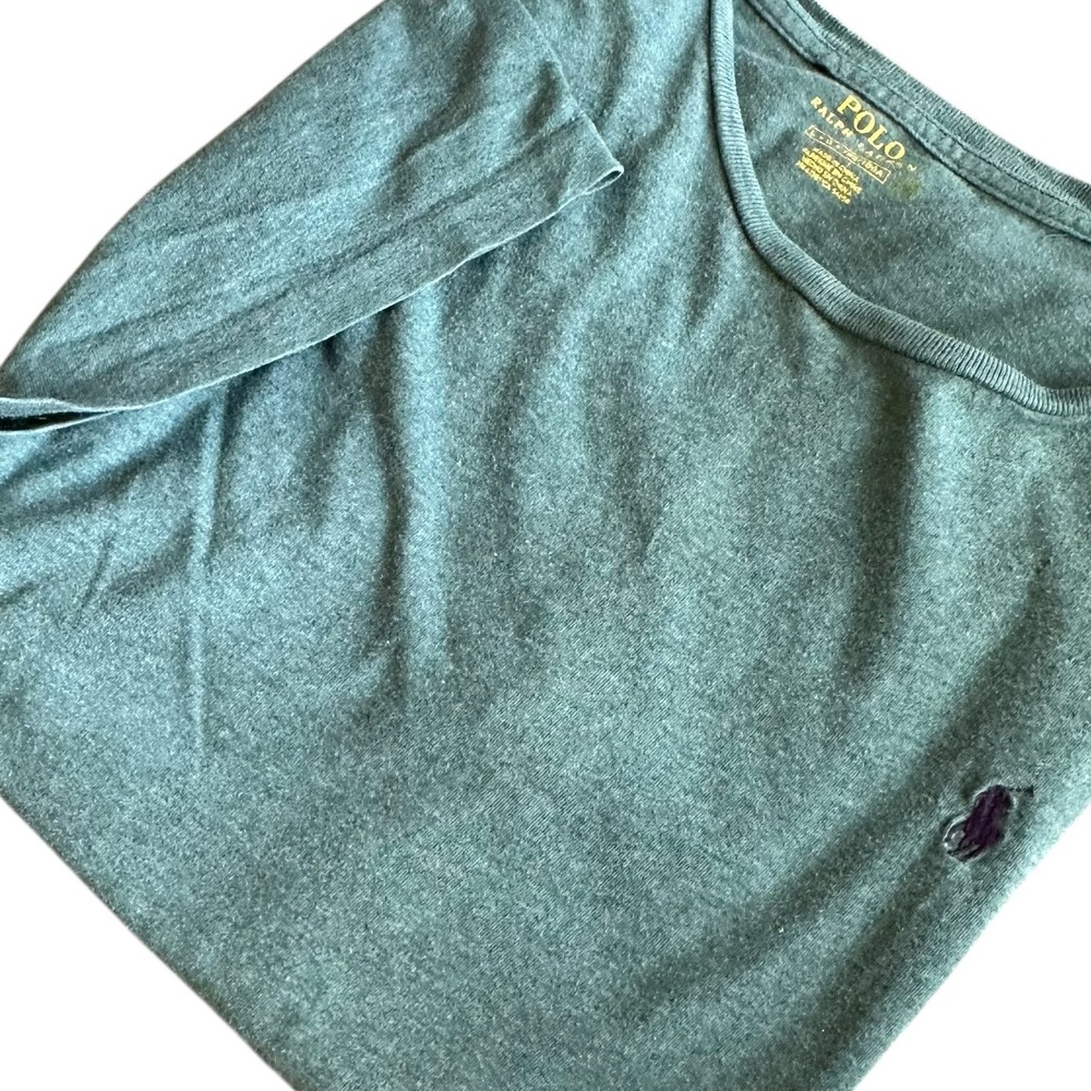 Polo Ralph Lauren T-Shirt Men's‎ Large Green Crew Neck Purple Embroidered Pony